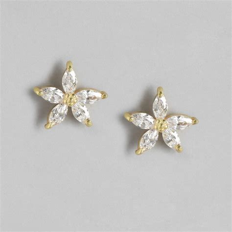 CZ Golden Plated Star 925 Sterling Silver Studs – Zavya