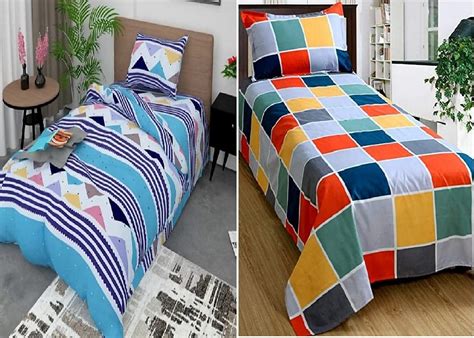 Decent home 280 TC Polycotton Single Bedsheets Combo Pack of 2 Bedsheet ...