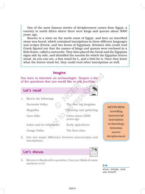 What Where How And When - NCERT Book of Class 6 History Our Pasts I
