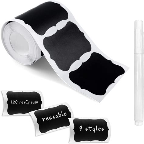 GLUN 100 Piece Waterproof Vinyl Black Labels Stickers for Mason Jar ...