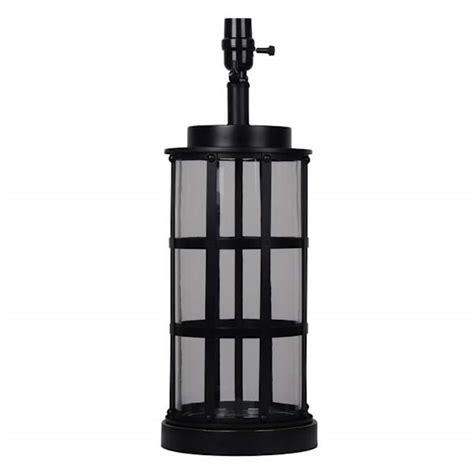 Black Metal with Silver Glass Medium Table Lamp Base, 19"