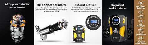 Autofy Sonic with AUTO Cut Digital Car Tyre Inflator 150PSi Portable ...