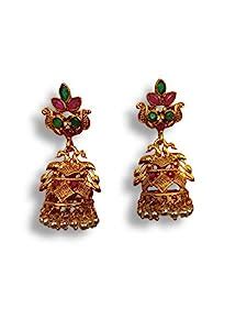 Buy Traditional South Indian Style Matte Finish Jhumki/Jimiki Earring ...