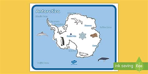 Antarctica Map With Words and Pictures