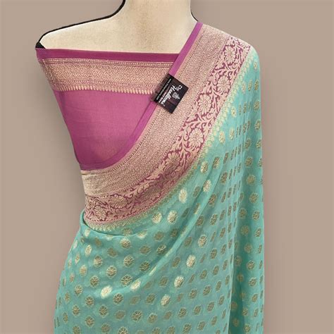 Khaddi Georgette Handloom Banarasi Saree | The Handlooms