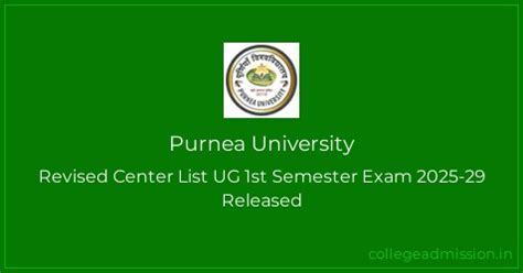 Purnea University: Revised Center List UG 1st Semester Exam 2025-29 ...