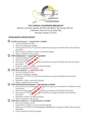 Fillable Online womensfundsema Sponsorship & Ad Form - The Women's Fund ...