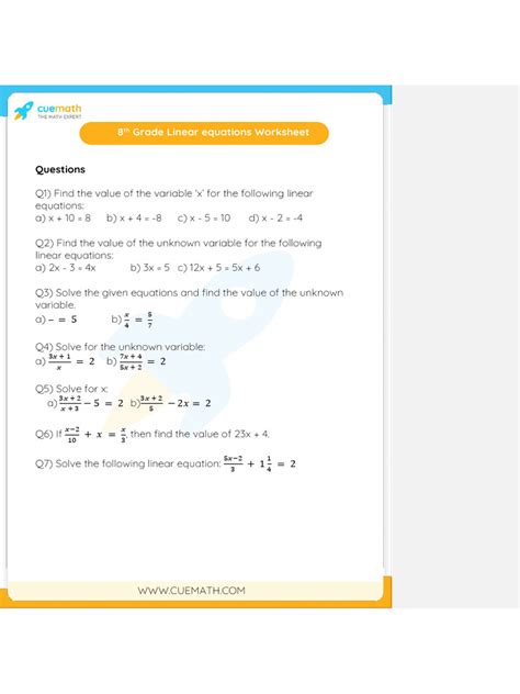 Solving Linear Equations Grade 8 Math 的图像结果