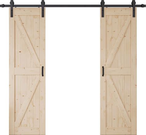 Amazon.com: EaseLife 48in x 84in (Double 24in x 84in Door) Barn Door + 8 FT Double Door Sliding ...