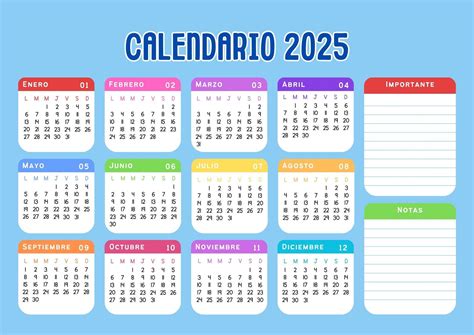 Documento A4 Calendario 2025 para imprimir infantil divertido colorido ...