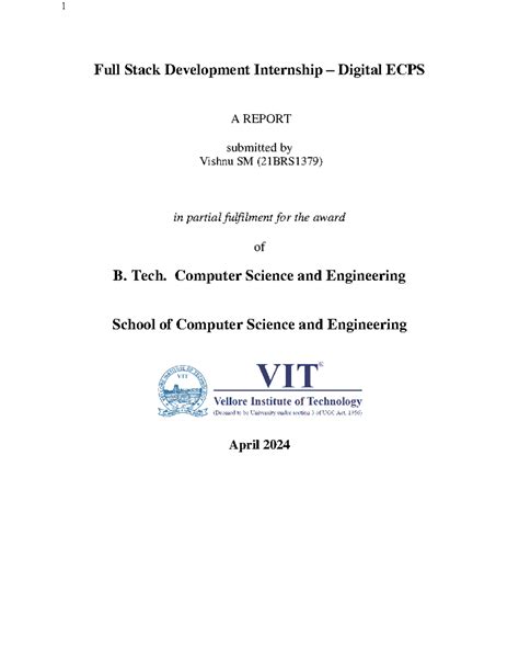 Internship Report Template - 1 Full Stack Development Internship ...
