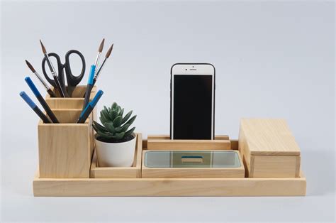 Wood Desk Organizer Gift for Men and Women, Office Desk Accessories for Best Friend Gift - Etsy ...