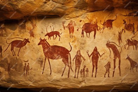 Premium Photo | Cave painting Ancient Cave Art Old rock paintings of ...