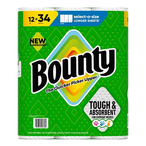 Bounty Select-A-Size 2-Ply Paper Towels, 12 Rolls, 119 Sheets/Roll ...
