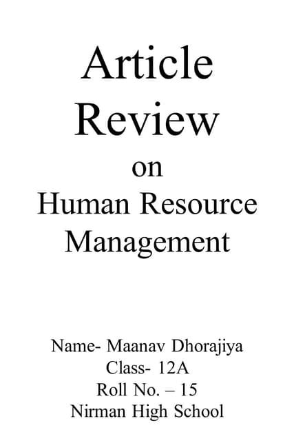 Image result for Human Resource Management Review