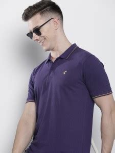 The Indian Garage Co. Solid Men Polo Neck Purple T-Shirt - Buy The ...