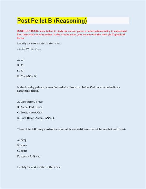 Post Pellet B (Reasoning) | with 100% Correct Answers | Updated ...