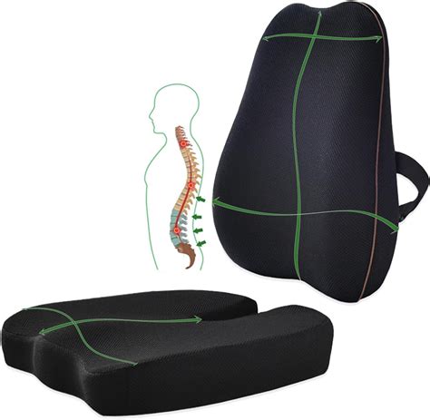 Amazon.com: JAKARL Memory Foam Seat Cushion & Lumbar Support Pillow Set ...