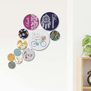 Buy eCraftIndia Love Smile Dream Floral Wooden Wall Hanging Decor (Set ...