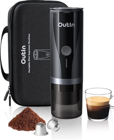 OutIn Mini Portable Battery Espresso Machine with 3-4 Mins Self-Heating, 20 Bar Small 12V 24V ...