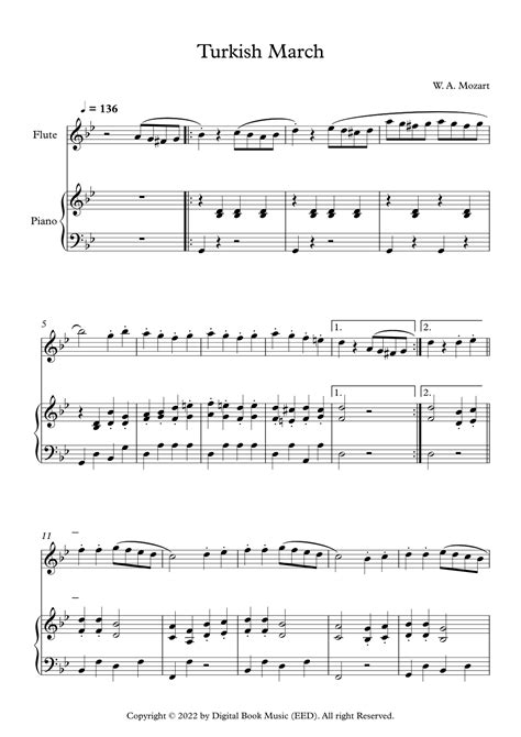 Turkish March - Wolfgang Amadeus Mozart (Flute + Piano) (arr. Digital ...