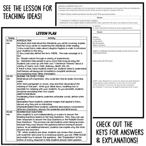 Thank You Ma'am Quiz Langston Hughes Short Stories Reading ...