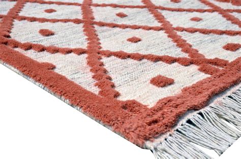 Phuleri Wool Red Handwoven Dhurrie by The Rugs Story