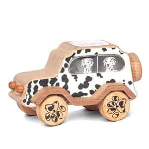 Brown Curves® Animal Car - Dog, Wooden Toy, Animal Theme Painted Wooden ...