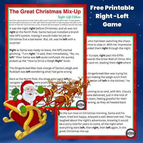 Right Left Christmas Game Printable - Free Story - Your Therapy Source