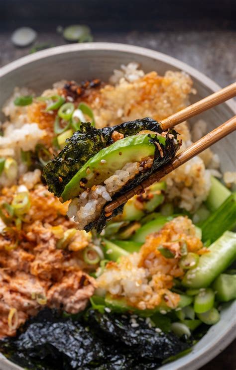 Spicy Tuna Sushi Bowl with Crispy Rice | Recipe | Healthy bowls recipes ...