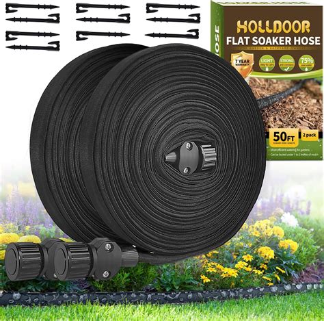 Amazon.com : Flat Soaker Hose 100 ft for Garden Beds, 2 Pack 50 ft ...