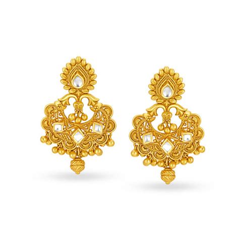 Glorious Kundan Gold Drop Earrings