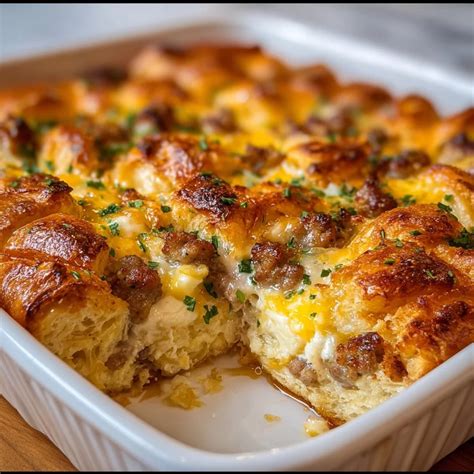 Cozy Sausage Croissant Breakfast Casserole - Recipes & Spices