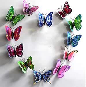 Buy Ampire PVC 3D Butterflies Magnet Double Layer Wall Stickers ...