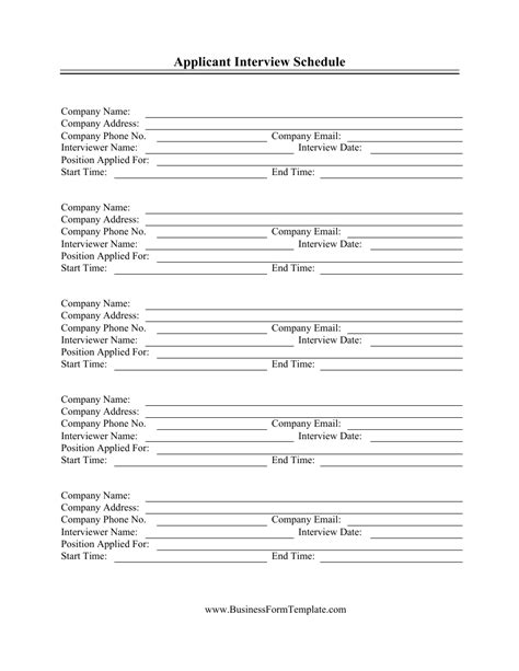 Interview Schedule Template PDF 的图像结果