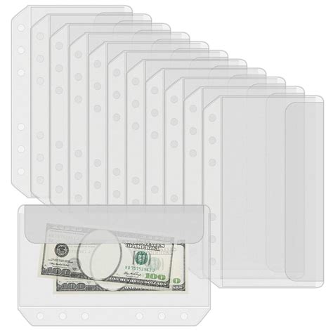 Antner 12PCS A5 Binder Pockets No Zipper 6-Hole Cash Stuffing Envelopes ...