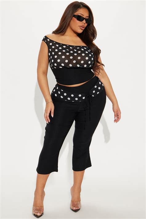 Cynthia Polka Dot Capri Pant Set - Black/combo | Fashion Nova
