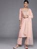 Buy Peach Yoke Design Silk Blend Straight Kurta With Dupatta Online at ...