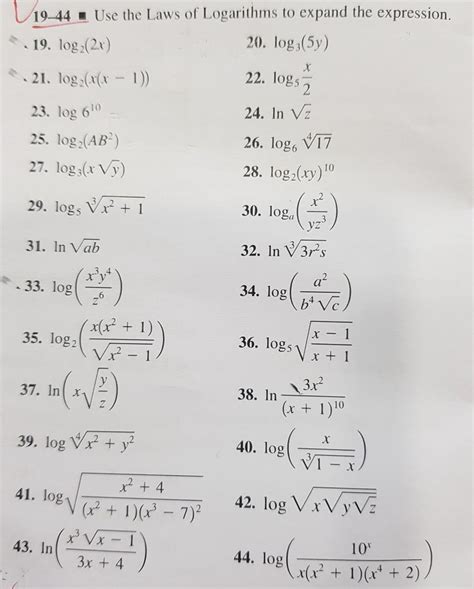 Solved 19-44 U Use the Laws of Logarithms to expand the | Chegg.com