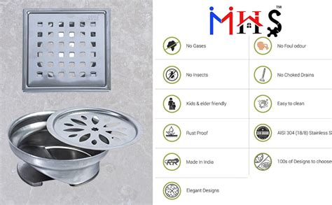 MHS Stainless Steel SS 304 Floor Drain Grating with Anti-Foul Cockroach ...