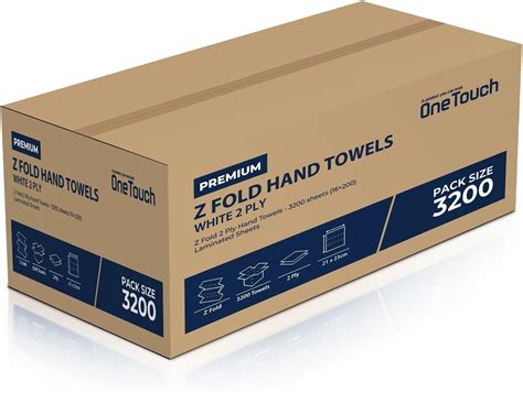 OneTouch 2 Ply Paper Towels White Hand Towels Z fold Towel Pure ...