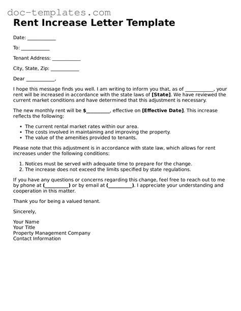 Free Rent Increase Letter Forms - Printable Template