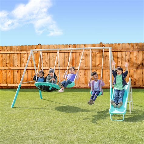 Sportspower Super Saucer Metal Swing Set with 2 Swings, Saucer Swing ...