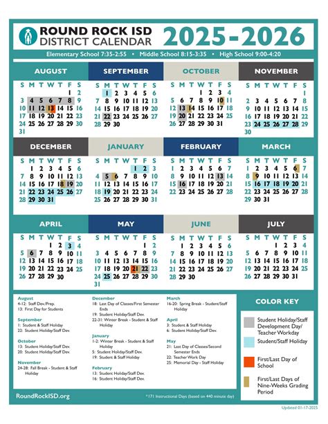 Round Rock ISD School Calendar 25-26 [PDF] - EduCounty