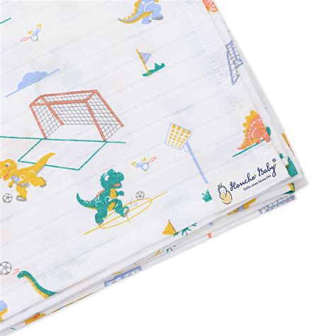 Dino & Football - Organic Cotton (double layer) Baby Muslin Swaddle Se ...