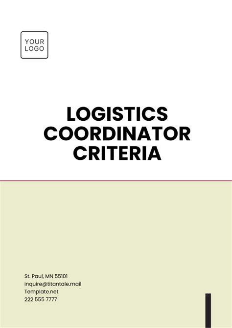 Free Logistics Coordinator Criteria Template to Edit Online