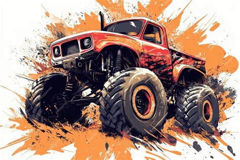 Red Monster Truck on White Background | Premium AI-generated image