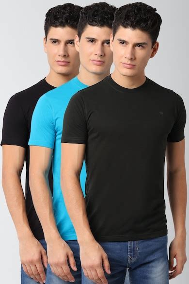 Buy Men Black Solid Round Crew Neck Pack of Three T-shirt Online ...