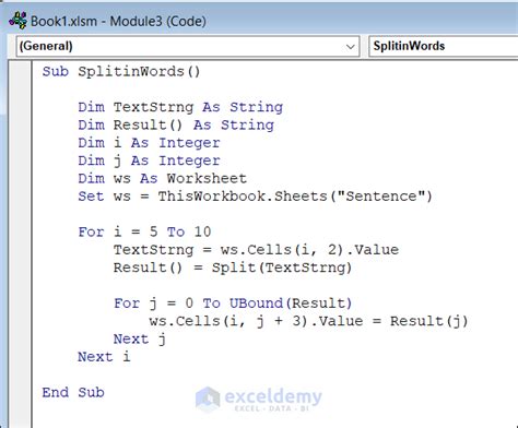 Image result for Insert VBA Code for Textsplit Function