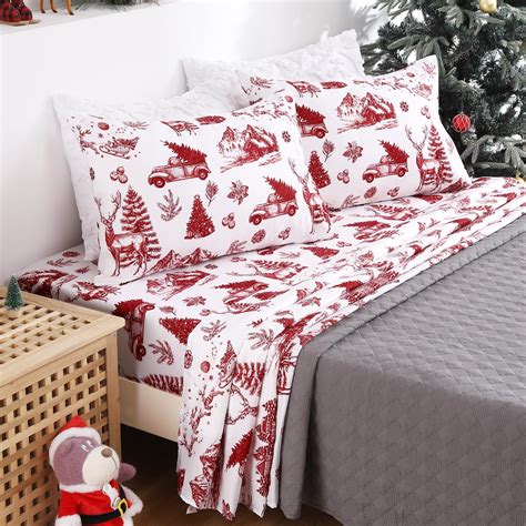 Amazon.com: STARBEDIA Christmas Bed Sheets Full, Soft Brushed ...